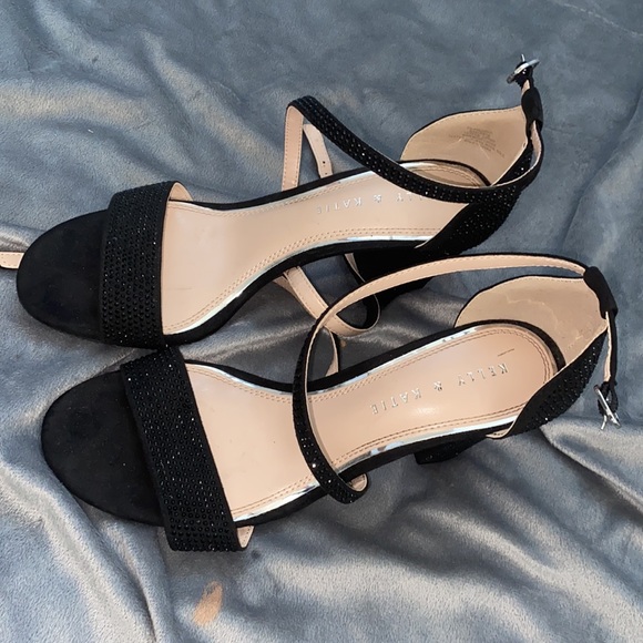 BLACK RHINESTONE HEELS - Picture 2 of 3